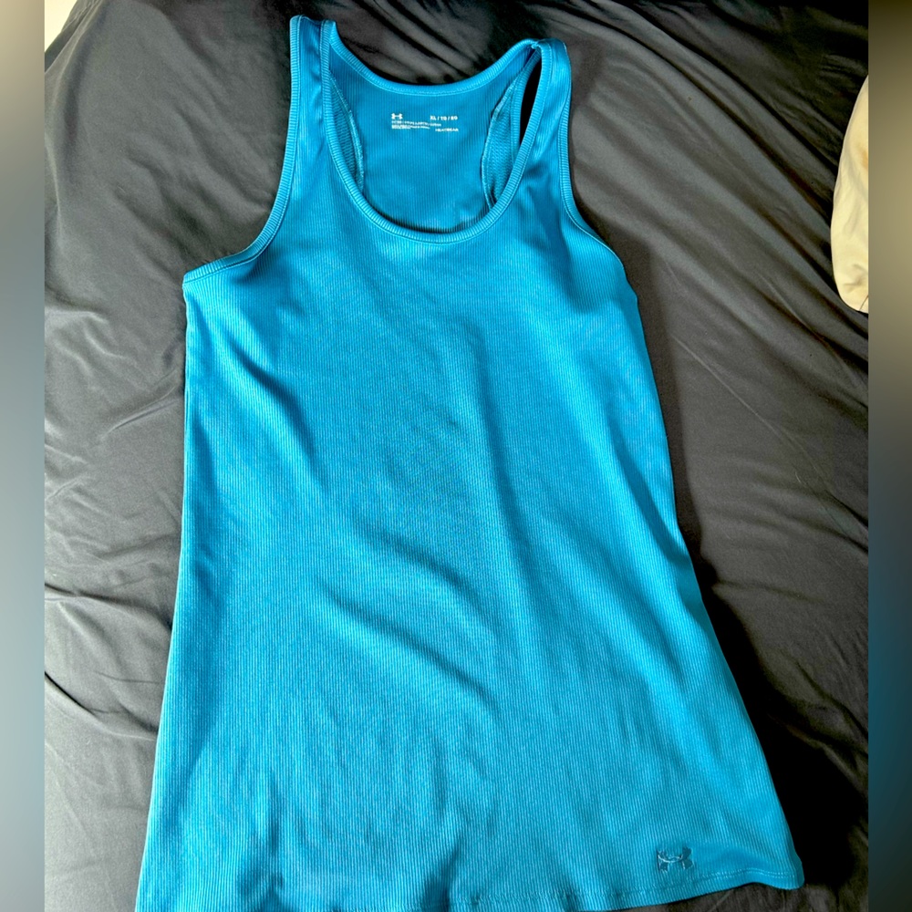 Under Armour - heat gear- Light blue ribbed tank top.